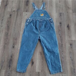 Vintage 90s Winnie the Pooh Denim Blue Overalls Large